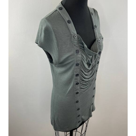 Anthropologie Pilcro and the Letterpress Gray Ruched Double Button Top Size M - Picture 4 of 7